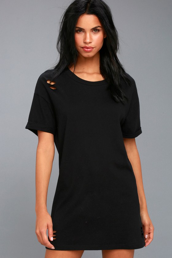 Trendy T Shirt Dress Black Distressed Denim Present 11 - fantastic .