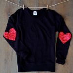 Valentine Shirts. Sequin Heart Elbow Patch. Sweatshirt. Valentines .