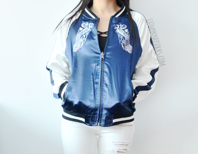 SheIn Fashion Review: Reversible Embroidered Bomber Jacket | Eat .