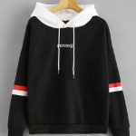 Letter Embroidered Contrast Hoodie Cute Sweatshirts Cool .