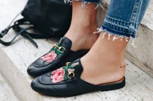 Le Fashion Blog Fall Style Embroidered Floral Gucci Mule Loafers .