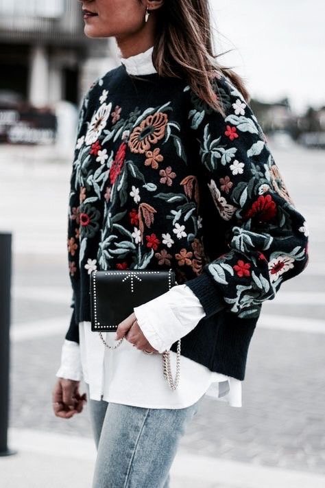 Embroidered Sweater Outfit
  Ideas for Women