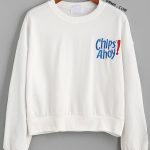 White Drop Shoulder Letter Embroidered Sweatshirt (With images .