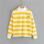 Yellow Striped High Neck Embroidered Sweatshirt – Laila Closet .
