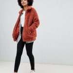 New Look | New Look teddy faux fur bomber jacket in rust #Fashion .