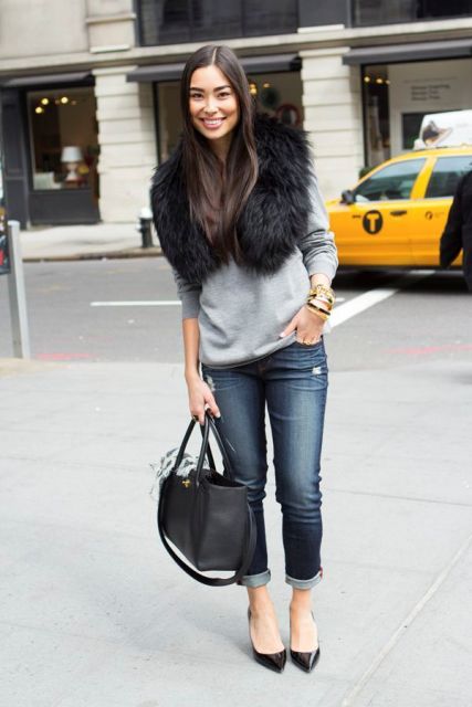 15 Fall Outfit Ideas With Faux Fur Stoles | Fashion, Style, Autumn .