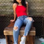 Outfit Ideas With Red Top, Slim-fit pants, Ripped jeans on Stylevo
