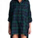 Plaid Flannel Shirt Dress - Green | Plaid flannel shirt dress .