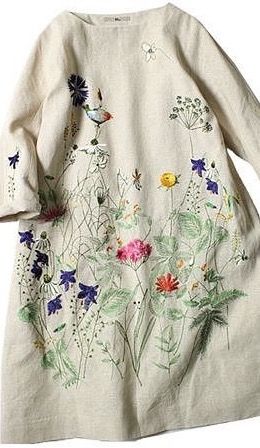 Winter day dress idea. Like in soft wool felt... embroidery look .