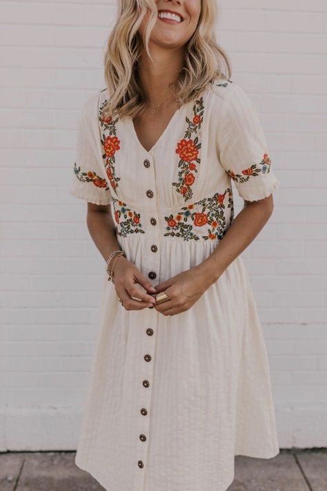 Ithaca Embroidered Dress | Summer dress outfits, Modest dresses .