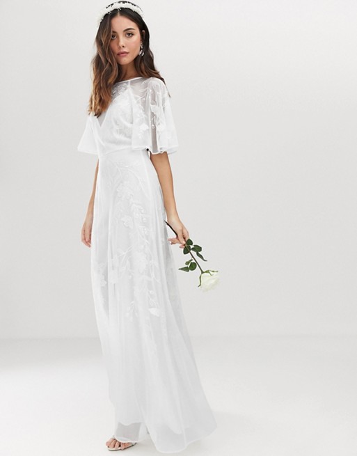 ASOS EDITION embroidered flutter sleeve wedding dress | AS
