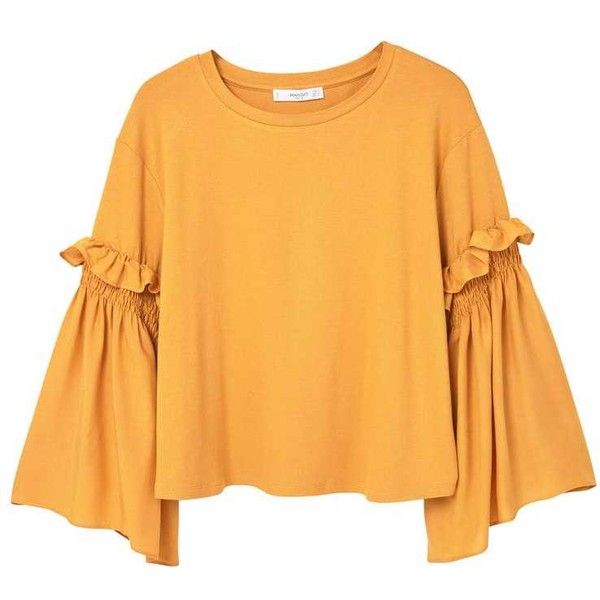 MANGO Flared Sleeve T-Shirt ($36) ❤ liked on Polyvore featuring .