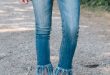 Medium Wash Fringe Frayed Crop Bottom Jeans | Fringe jeans, Frayed .