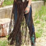 Long Leather Fringe Belt/Overskirt from Crows Nest, turquoise .