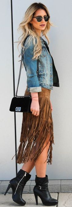 23 Best Outfits with Fringe Skirts images | Fringe skirt, Suede .