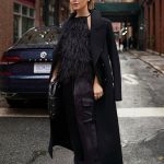 NYFW Day 5 - Feathers for Spring | Black coat outfit, Chic winter .