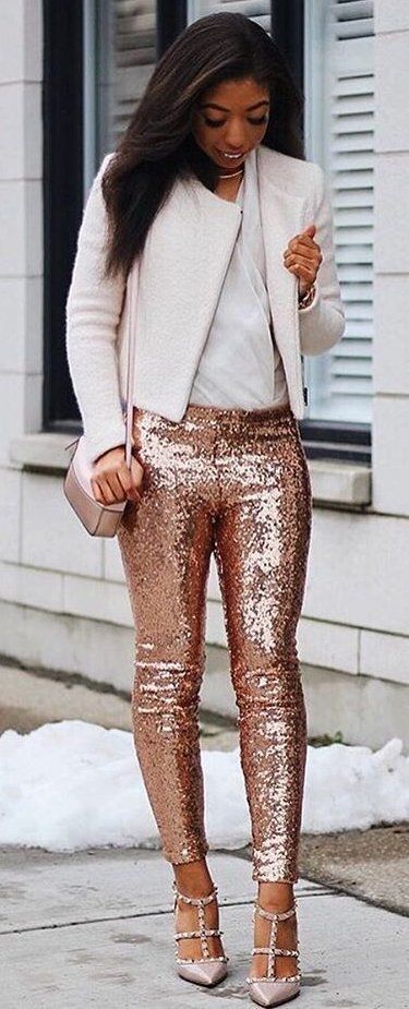 Glitter Pants Outfit Ideas