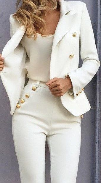 Balmania Stand Out White Blazer Gold Buttons | Clothes, Fashion .