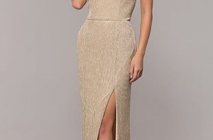 Lame High-Neck Long Prom Dress in 2020 | Gold formal dress .