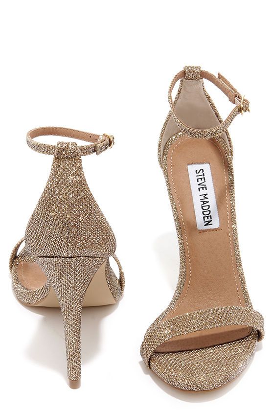 Steve Madden Stecy Gold Fabric Ankle Strap Heels at Lulus.com .