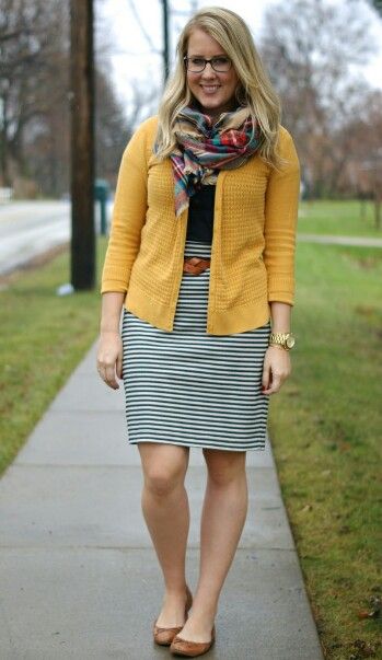 wearing rain boots to work | Striped pencil skirt outfit, Striped .