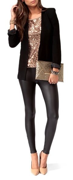 LOVE!! Ordered gold sequin top and black "leather" leggings today .