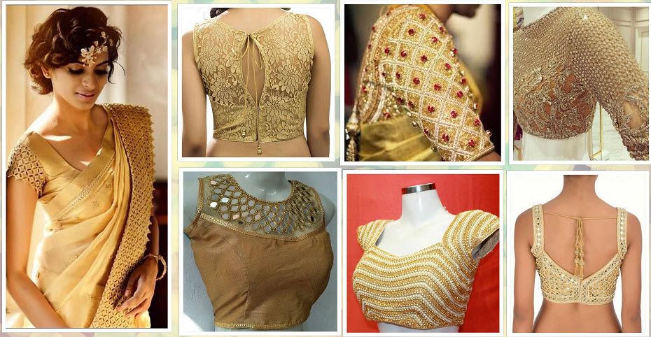 20+ Latest Golden Blouse Designs | Golden blouse designs, Golden .