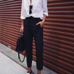 Cropped Pant and Sneakers | Button Front Blouse | White Shirt .