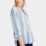 Nicola May Stripe Grandad Collar Shirt | Joules