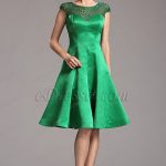 Capped Sleeves Illusion Sweetheart Green Cocktail Dress (X04160304 .