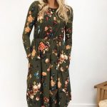 Green Olive Full Sleeves Midi Dress | Style, Fashion, Dresses for .