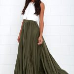 Olive green maxi skirts | HOWTOWEAR Fashi