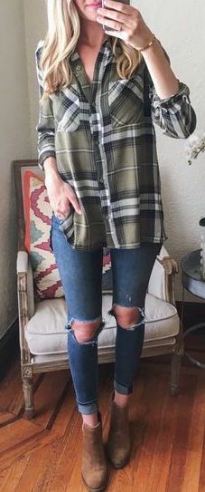 7 Best Green flannel images | Casual outfits, Fall winter outfits .