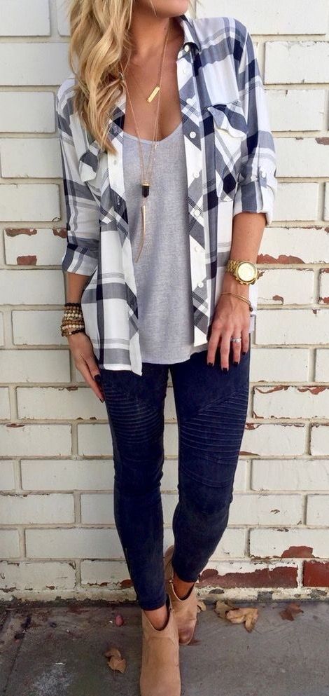 10 Ways To Wear a Plaid Shirt | Casual fall outfits, Fall outfi