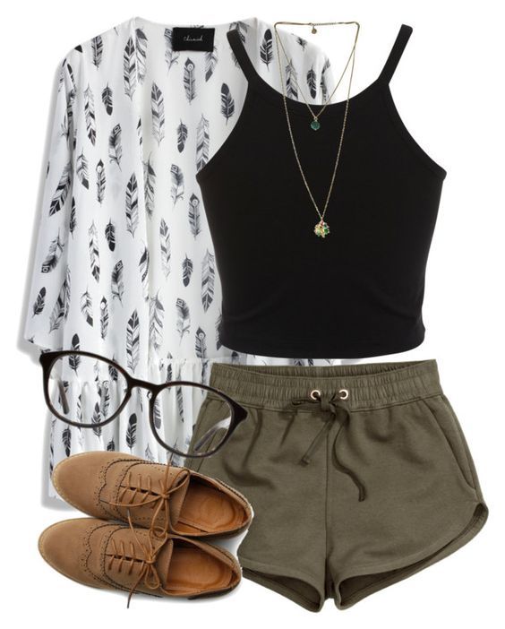 Black Top and Dark Green Shorts via (With images) | Womens casual .