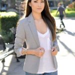 Simple and chic. The light gray blazer brings this outfit to a new .