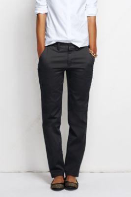 Women's Fit 2 Straight Leg Chino Pants from Lands' End sz 4 black .