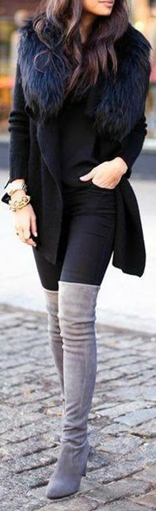 Grey Knee High Boots Outfit Ideas for
  Women