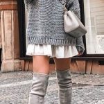winter #outfits gray sweater and gray knee-high boots | Stylish .