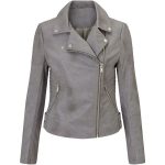 Gray Leather Jacket For Women | Outdoor Jack