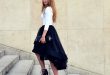 Black High Low Skirt Outfit Ideas - Best Photos Skirt and Bag .