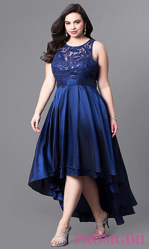 Plus-Size High-Low Prom Dress with Illusion Lace | Plus size .