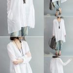 US$17.61 Casual Women Loose White Cotton High Low Blouse | Clothes .