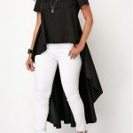 Short Sleeve Round Neck High Low Black Blouse | Rosewe.com - USD .