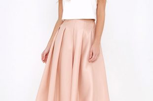 Blush Skirt - Midi Skirt - High-Waisted Skirt - $62.