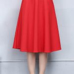 Simple Plain High Waist A-Line Midi Skirt - Beautifulhalo.c