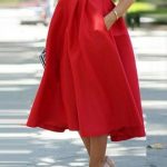 Red High Waist Chic Midi Skirt with Pockets – Lyf