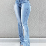 High Waist Ripped Bell-Bottom Jeans | Clothes for women, Cloth