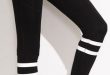Black Stripe Trim High Waist Leggings | Outfits with leggings .
