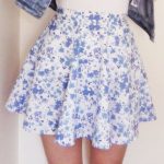 Blue Floral High Waisted Mini Skirt by LittleSewingStudio on Etsy .